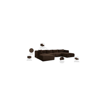 Shaggy Brown Corduroy Performance Fabric Modular Sectional