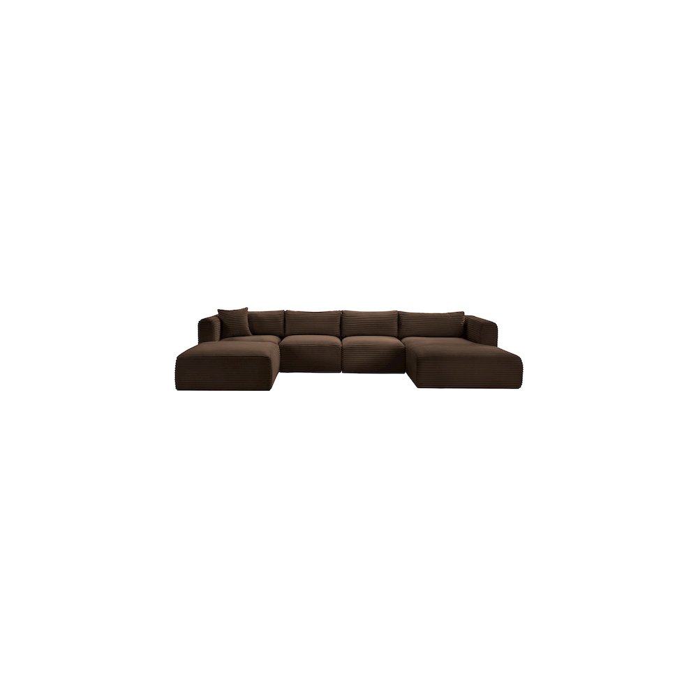 Shaggy Brown Corduroy Performance Fabric Modular Sectional