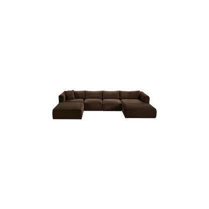 Shaggy Brown Corduroy Performance Fabric Modular Sectional