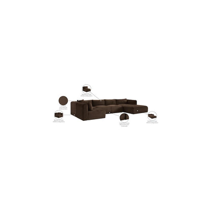 Shaggy Brown Corduroy Performance Fabric Modular Sectional