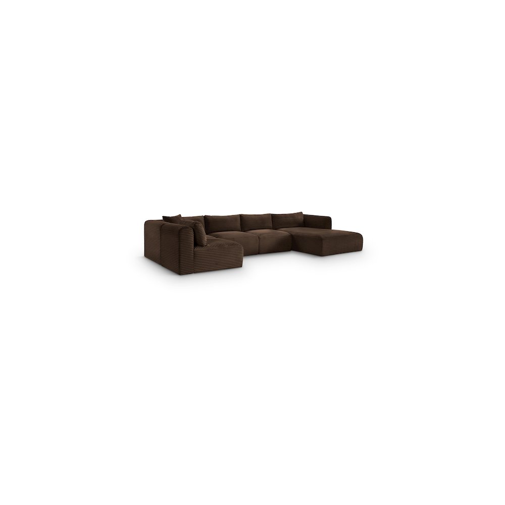 Shaggy Brown Corduroy Performance Fabric Modular Sectional