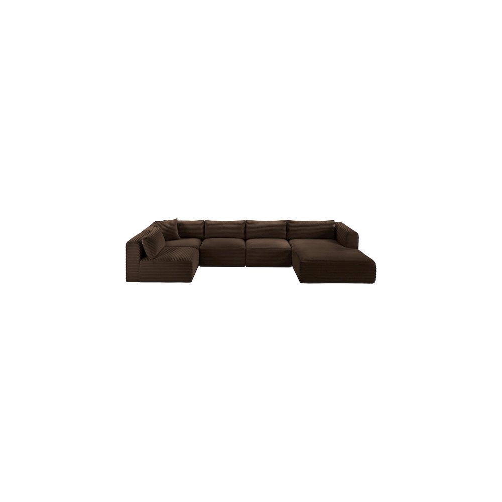 Shaggy Brown Corduroy Performance Fabric Modular Sectional
