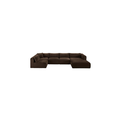 Shaggy Brown Corduroy Performance Fabric Modular Sectional