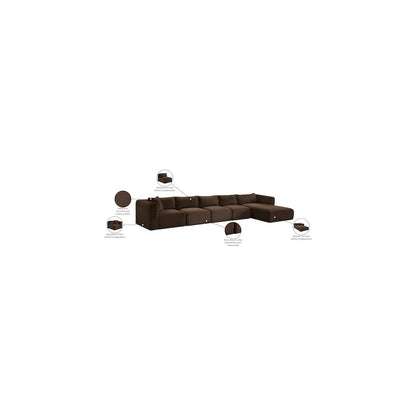 Shaggy Brown Corduroy Performance Fabric Modular Sectional