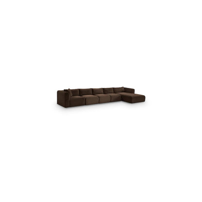 Shaggy Brown Corduroy Performance Fabric Modular Sectional