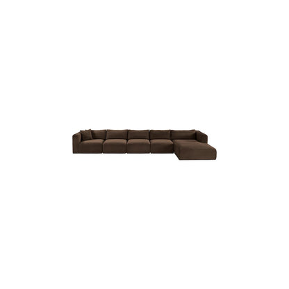 Shaggy Brown Corduroy Performance Fabric Modular Sectional