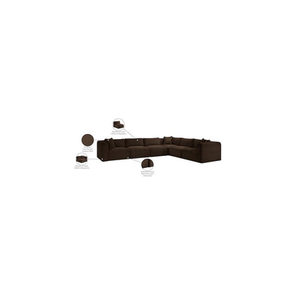 Shaggy Brown Corduroy Performance Fabric Modular Sectional