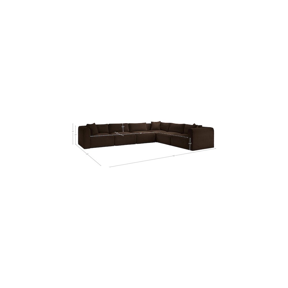 Shaggy Brown Corduroy Performance Fabric Modular Sectional