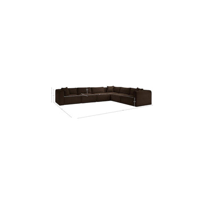 Shaggy Brown Corduroy Performance Fabric Modular Sectional