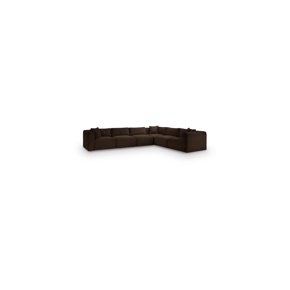 Shaggy Brown Corduroy Performance Fabric Modular Sectional