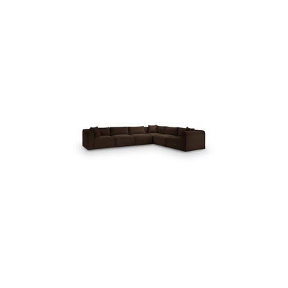 Shaggy Brown Corduroy Performance Fabric Modular Sectional