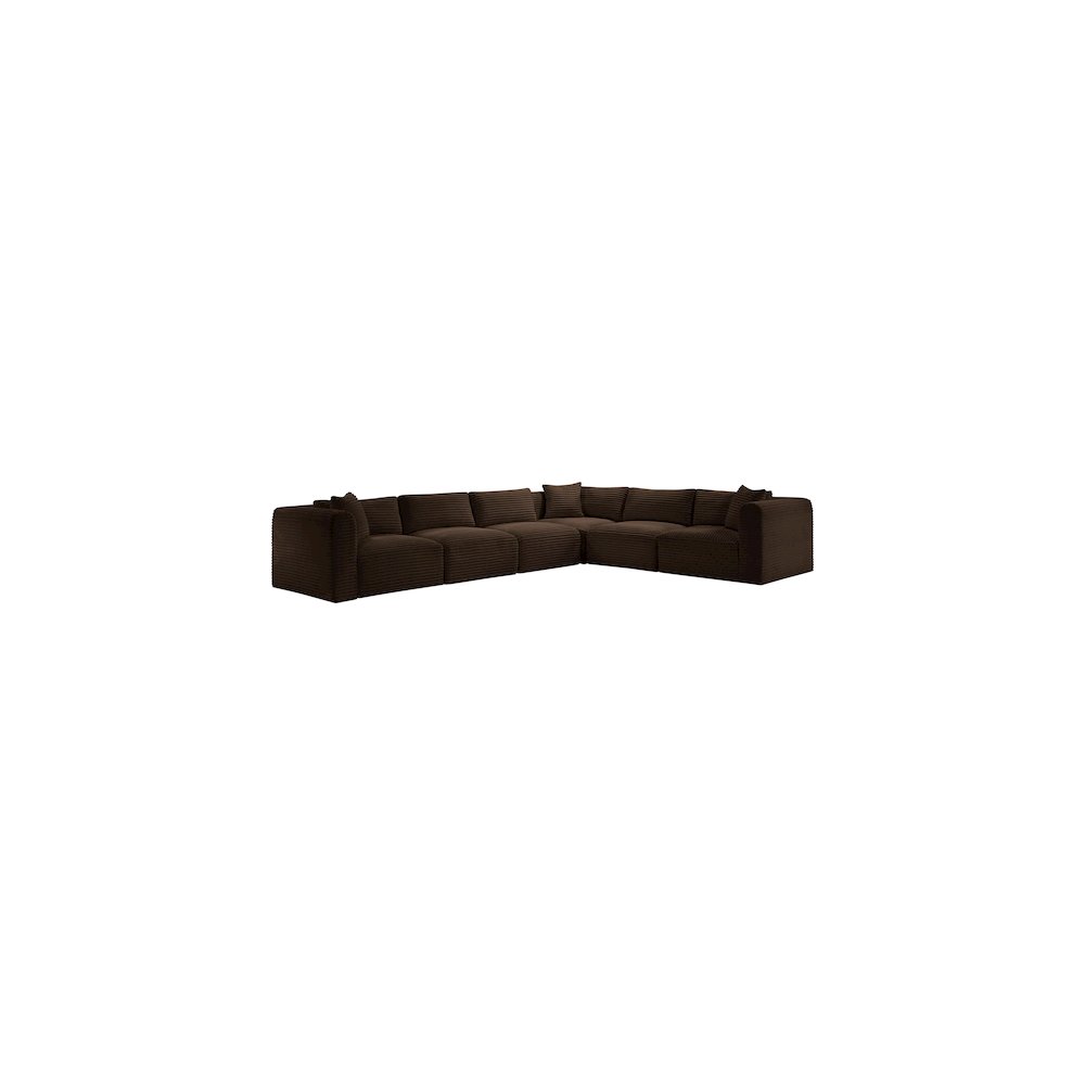 Shaggy Brown Corduroy Performance Fabric Modular Sectional
