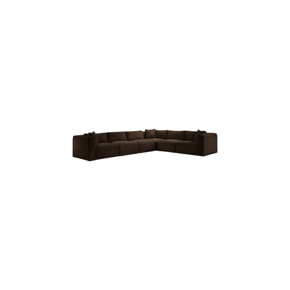 Shaggy Brown Corduroy Performance Fabric Modular Sectional