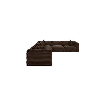 Shaggy Brown Corduroy Performance Fabric Modular Sectional