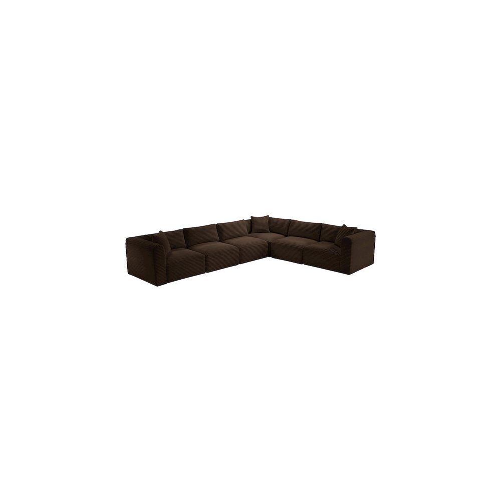 Shaggy Brown Corduroy Performance Fabric Modular Sectional