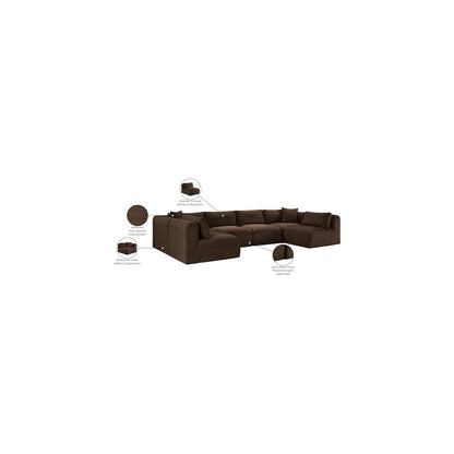Shaggy Brown Corduroy Performance Fabric Modular Sectional