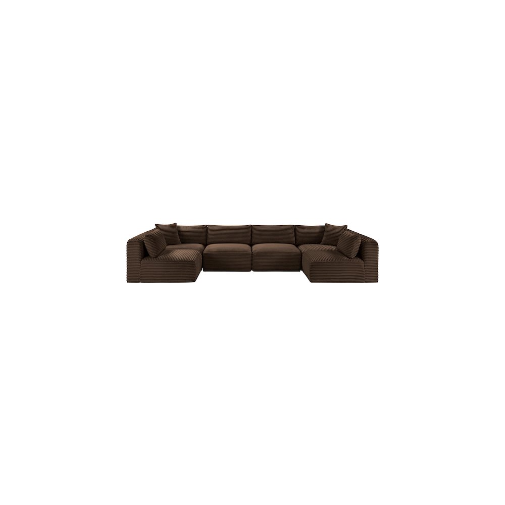 Shaggy Brown Corduroy Performance Fabric Modular Sectional