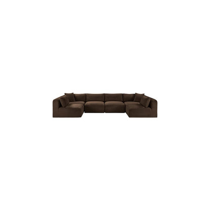 Shaggy Brown Corduroy Performance Fabric Modular Sectional