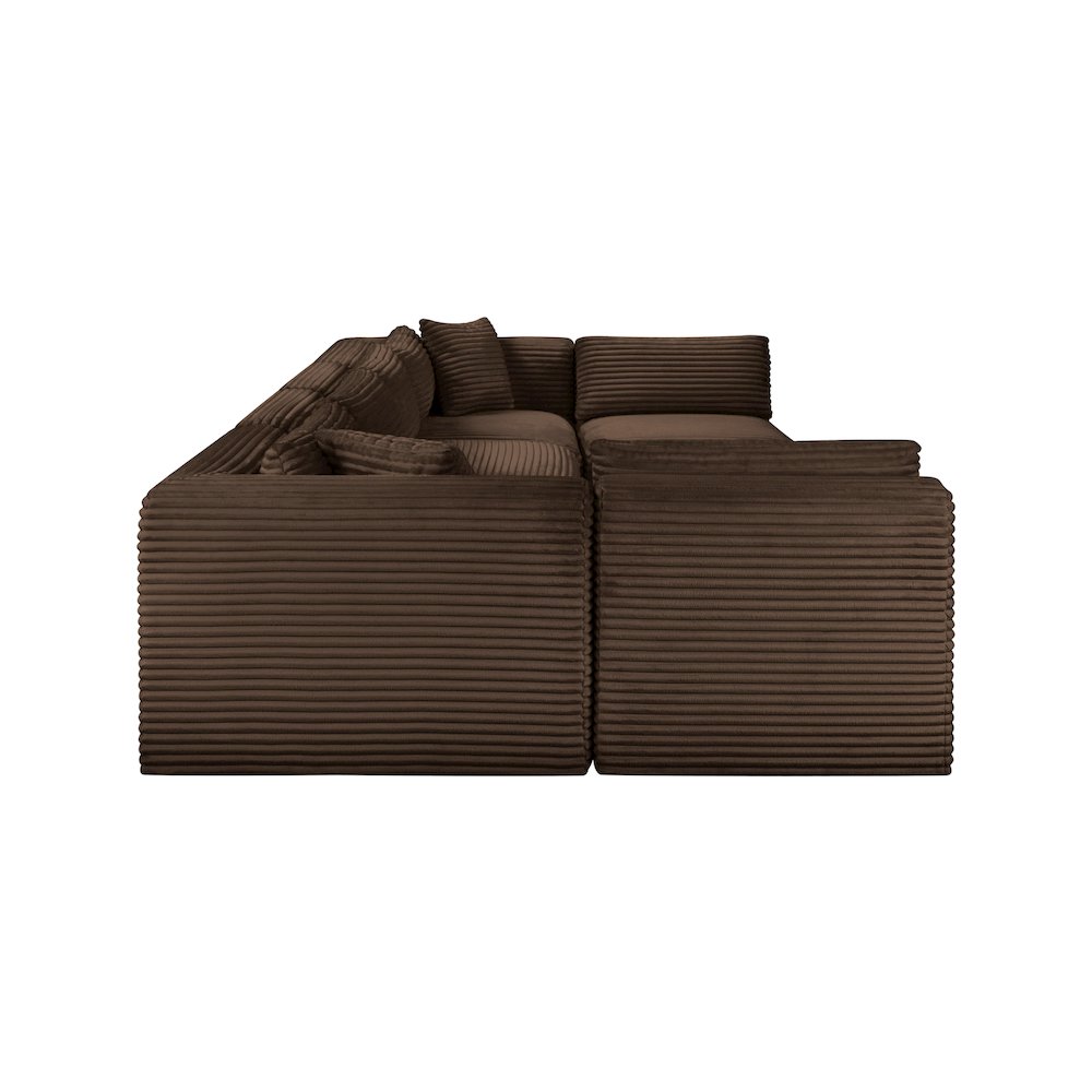 Shaggy Brown Corduroy Performance Fabric Modular Sectional