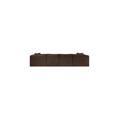 Shaggy Brown Corduroy Performance Fabric Modular Sectional