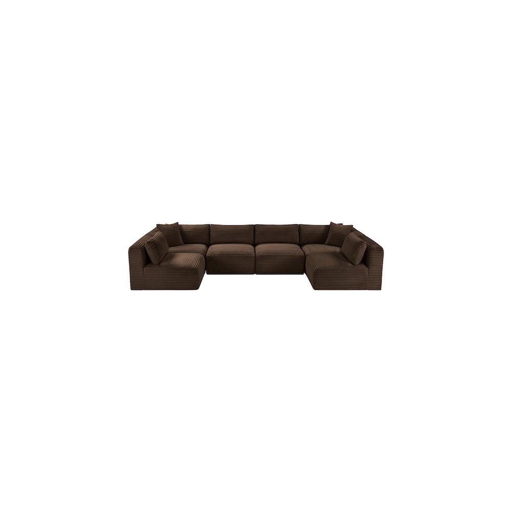 Shaggy Brown Corduroy Performance Fabric Modular Sectional