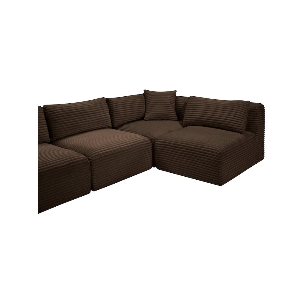 Shaggy Brown Corduroy Performance Fabric Modular Sectional