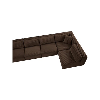 Shaggy Brown Corduroy Performance Fabric Modular Sectional