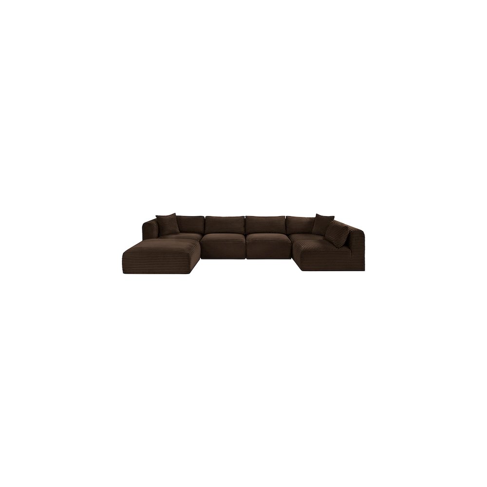 Shaggy Brown Corduroy Performance Fabric Modular Sectional