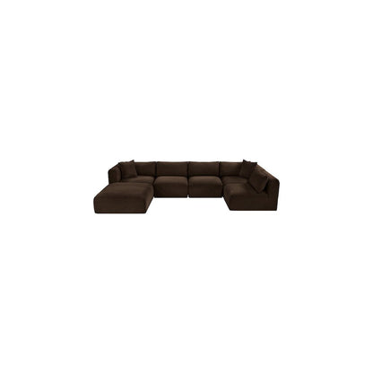 Shaggy Brown Corduroy Performance Fabric Modular Sectional