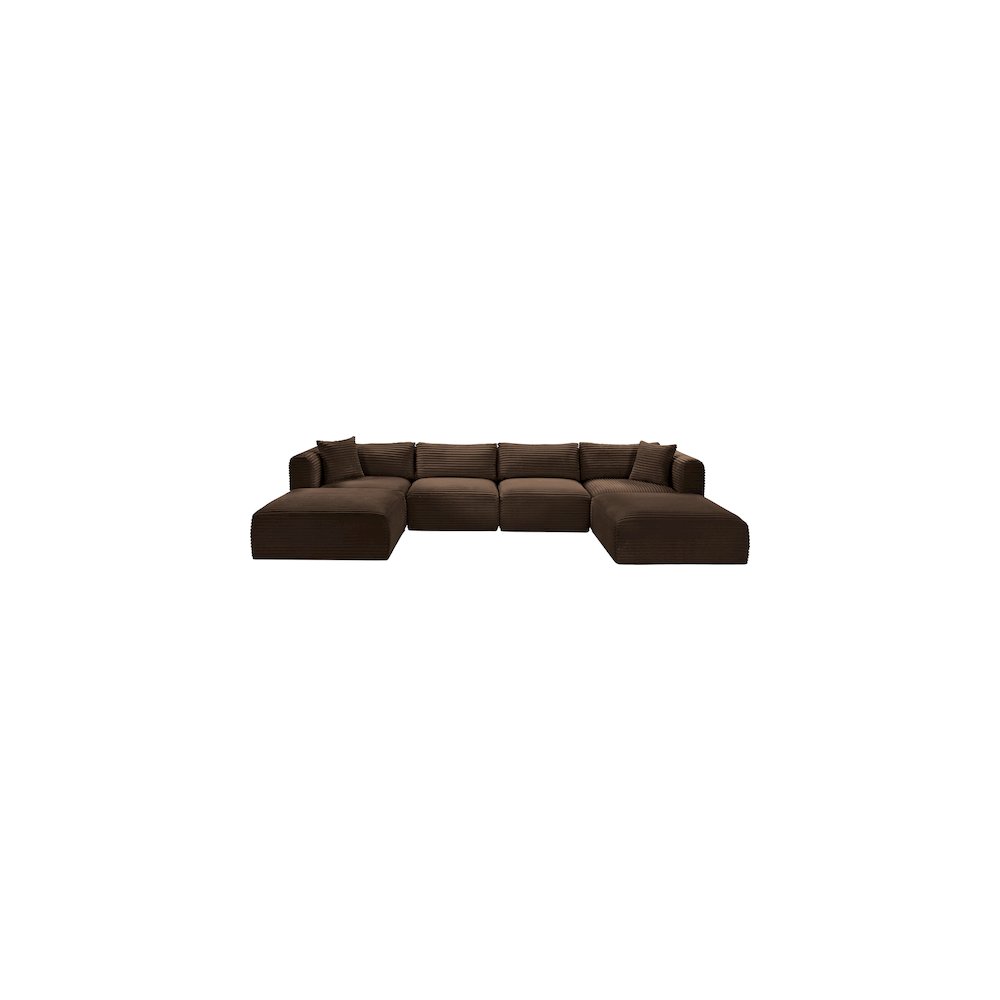Shaggy Brown Corduroy Performance Fabric Modular Sectional