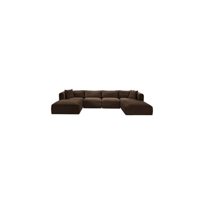 Shaggy Brown Corduroy Performance Fabric Modular Sectional