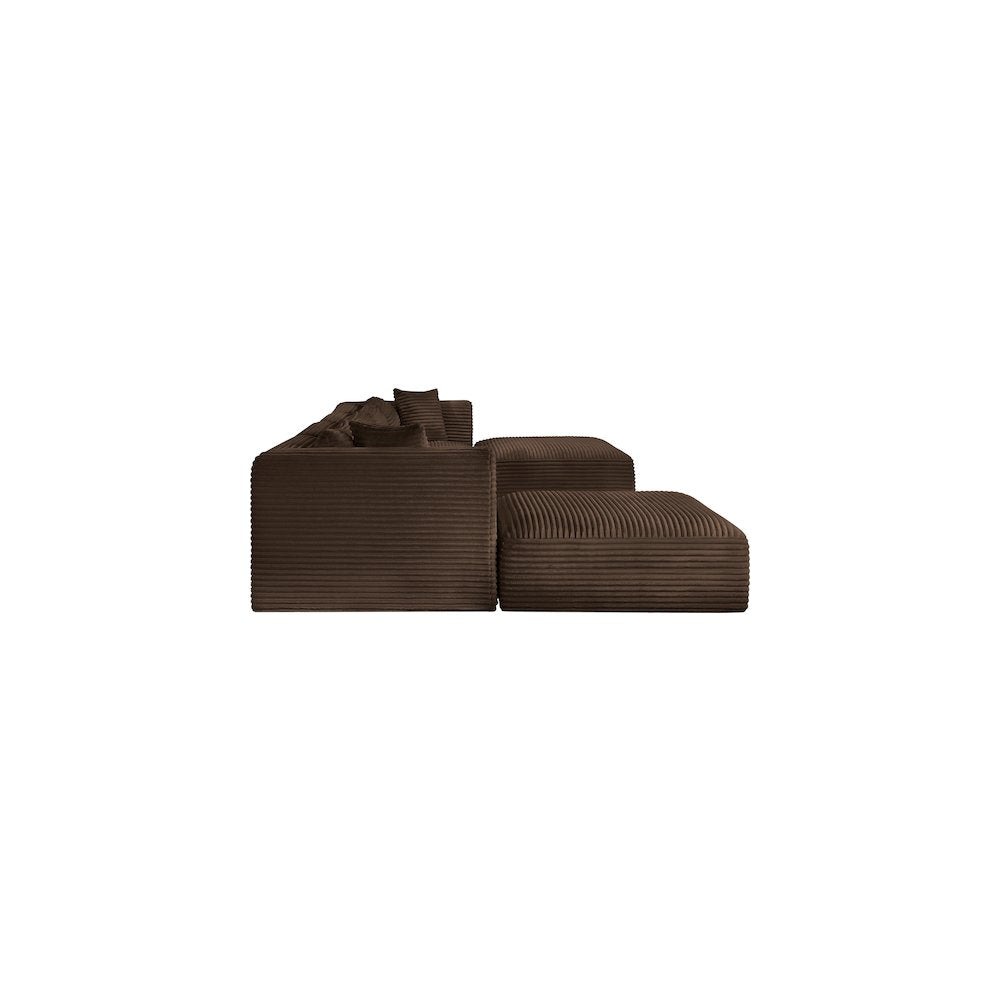 Shaggy Brown Corduroy Performance Fabric Modular Sectional