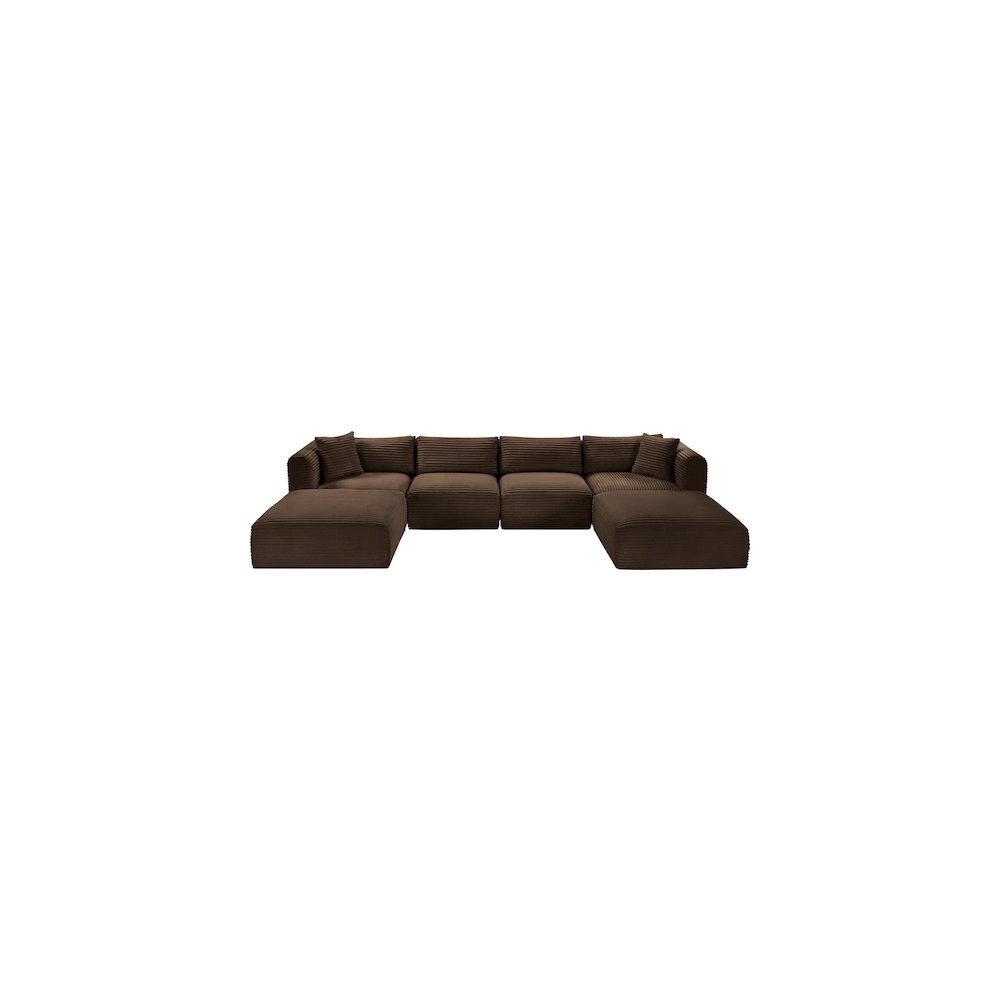 Shaggy Brown Corduroy Performance Fabric Modular Sectional