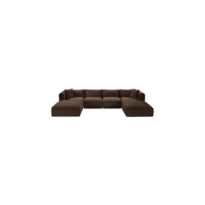 Shaggy Brown Corduroy Performance Fabric Modular Sectional