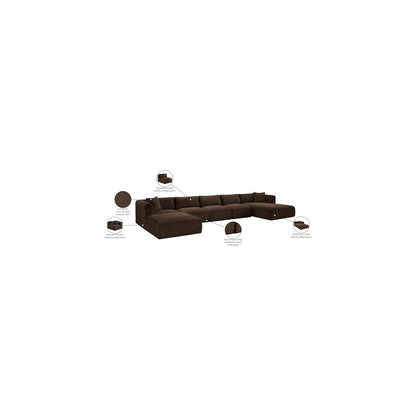 Shaggy Brown Corduroy Performance Fabric Modular Sectional