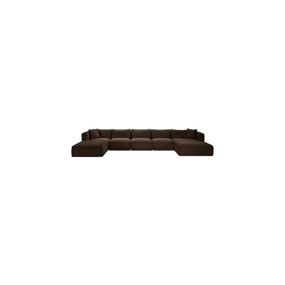 Shaggy Brown Corduroy Performance Fabric Modular Sectional