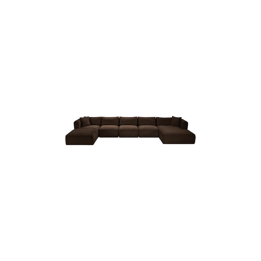 Shaggy Brown Corduroy Performance Fabric Modular Sectional