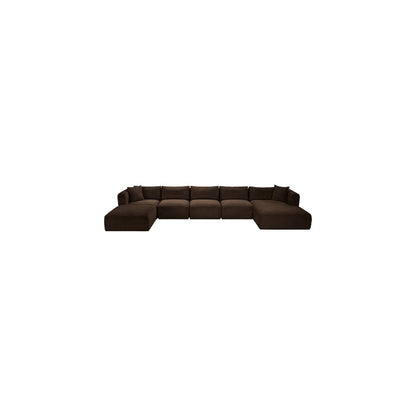 Shaggy Brown Corduroy Performance Fabric Modular Sectional
