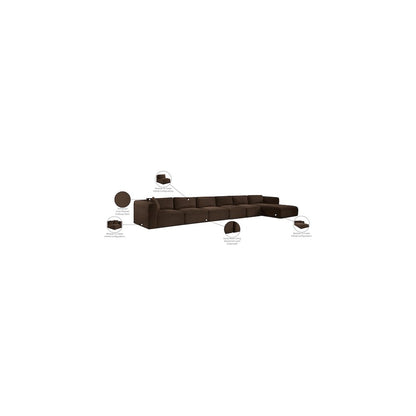 Shaggy Brown Corduroy Performance Fabric Modular Sectional
