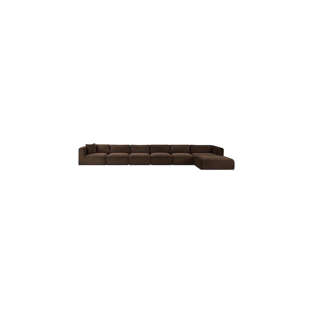 Shaggy Brown Corduroy Performance Fabric Modular Sectional