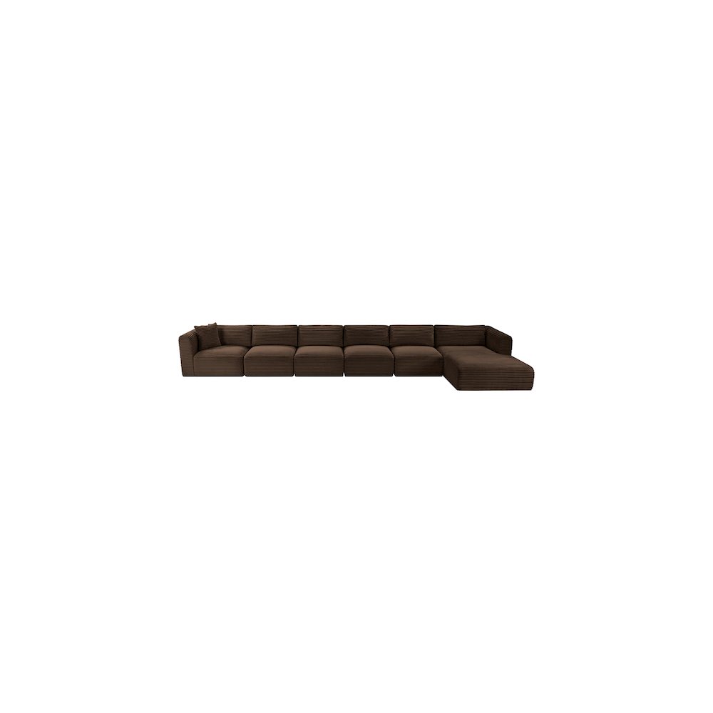 Shaggy Brown Corduroy Performance Fabric Modular Sectional