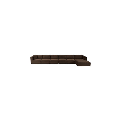 Shaggy Brown Corduroy Performance Fabric Modular Sectional