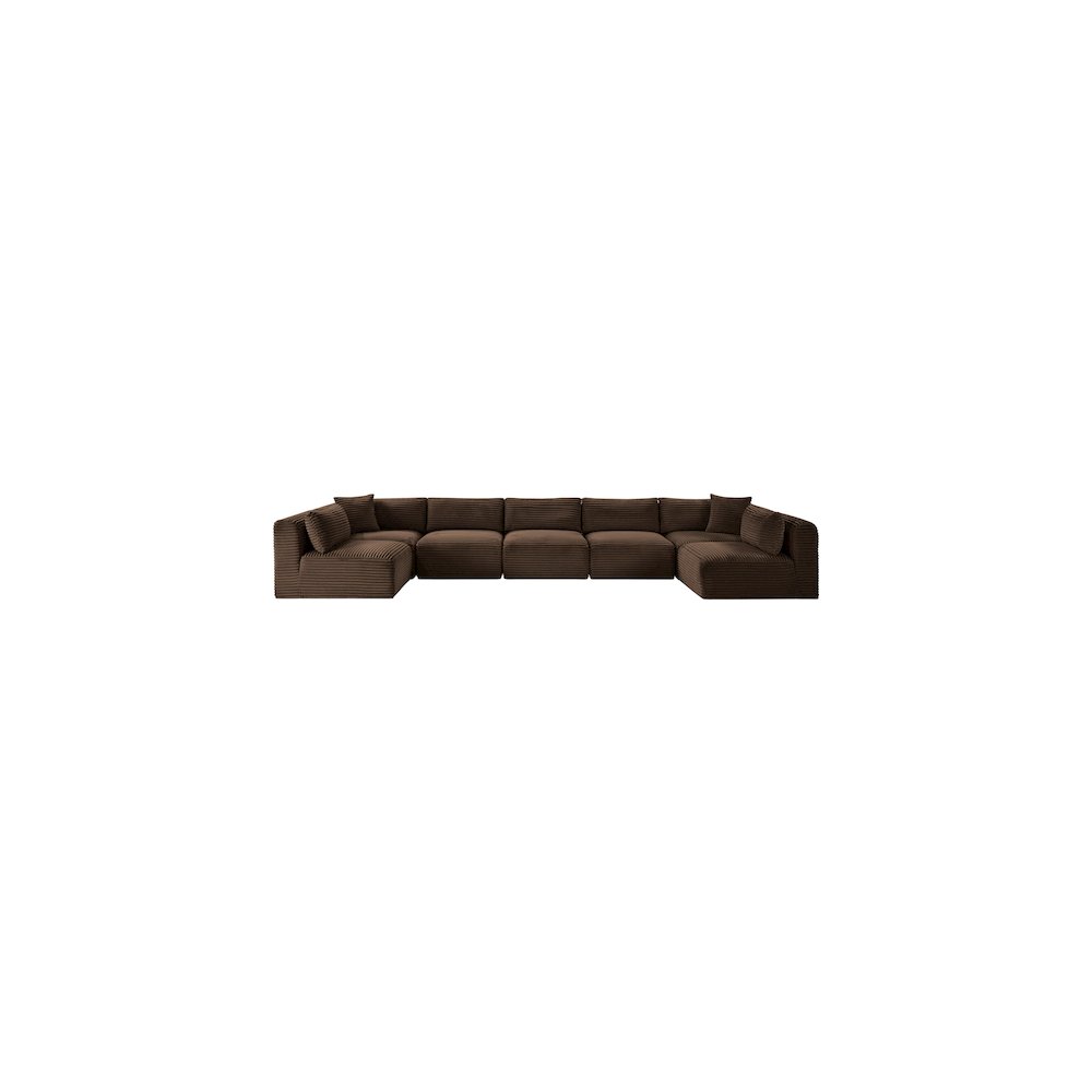 Shaggy Brown Corduroy Performance Fabric Modular Sectional