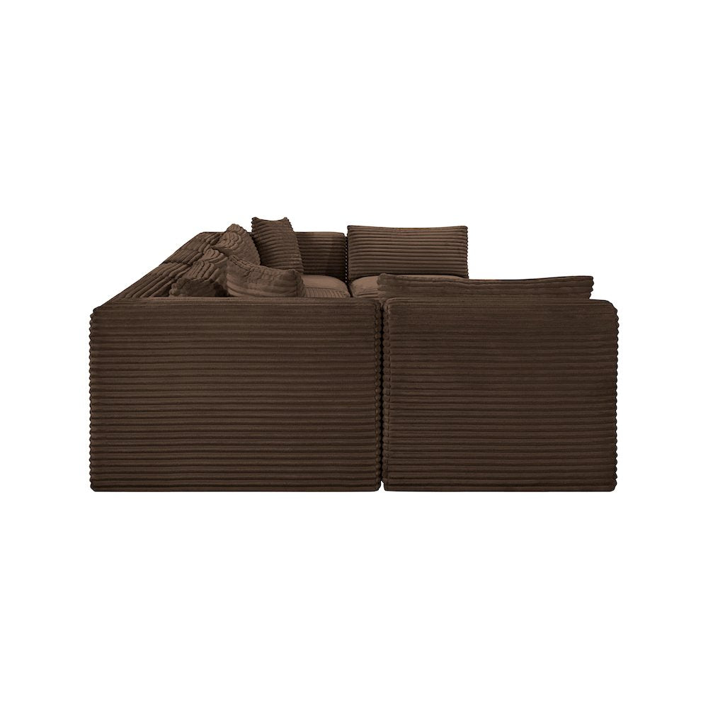 Shaggy Brown Corduroy Performance Fabric Modular Sectional