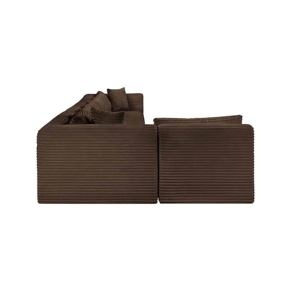 Shaggy Brown Corduroy Performance Fabric Modular Sectional