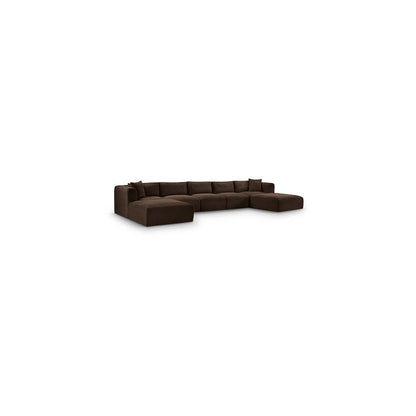 Shaggy Brown Corduroy Performance Fabric Modular Sectional