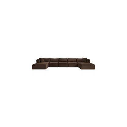 Shaggy Brown Corduroy Performance Fabric Modular Sectional