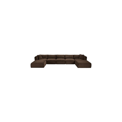 Shaggy Brown Corduroy Performance Fabric Modular Sectional