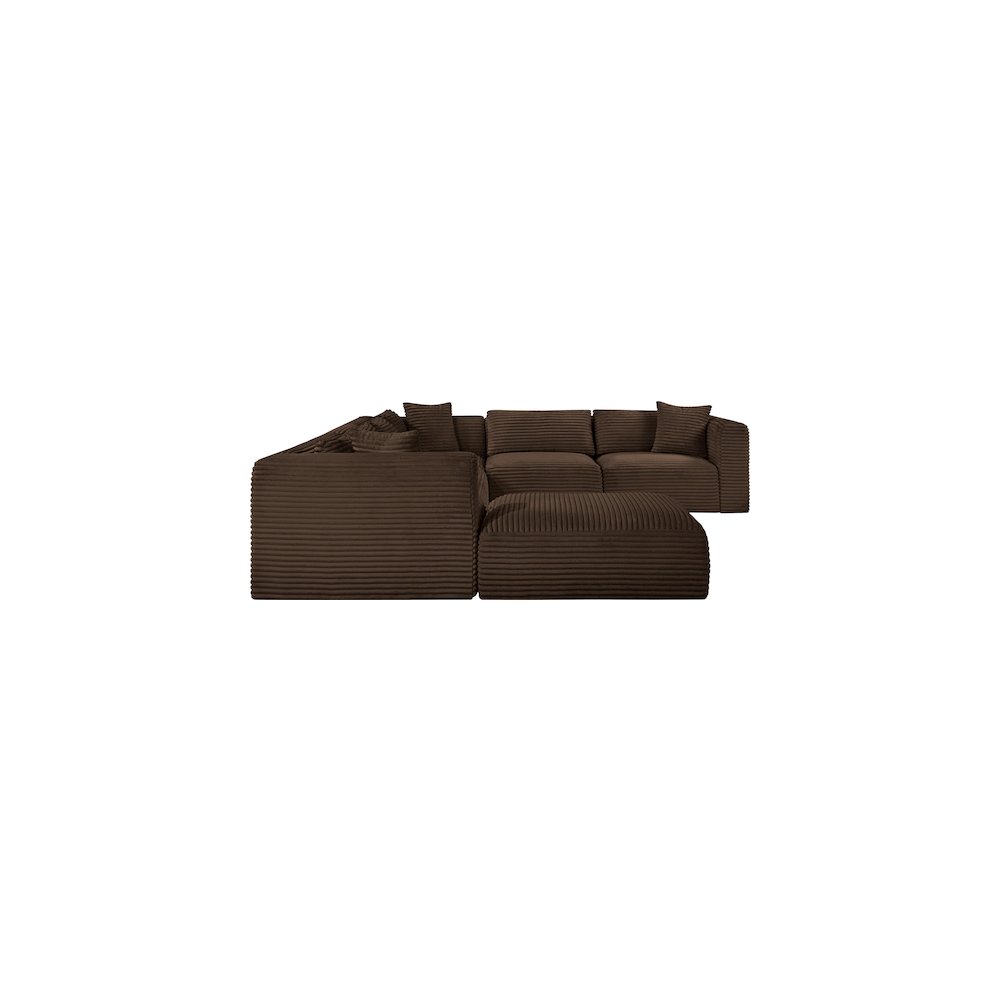 Shaggy Brown Corduroy Performance Fabric Modular Sectional
