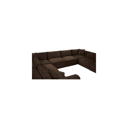 Shaggy Brown Corduroy Performance Fabric Modular Sectional